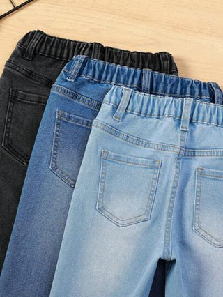 SHEIN Vintaside Kids جينز مدبب مطاطي مجموعة من 3 قطع للأولاد الصبية