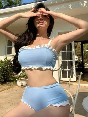 DAZY بيكيني نسائي بحواف مكسرة للصيف، بدلة سباحة تانكيني للعطلات