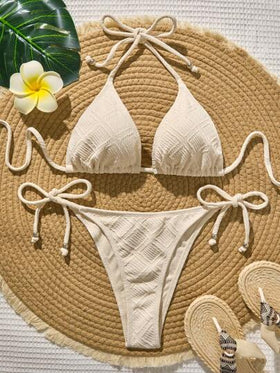 Swim Vcay مجموعة بيكيني أنيقة للنساء بعقدة عنق على الجانب مع ربطة عنق، مناسبة للصيف والشاطئ
