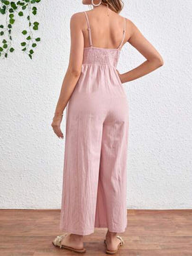 SHEIN بدلة قصيرة واسعة الساقين وجلابية للحوامل بربطة أمامية ومسافات أشرطة رفيعة