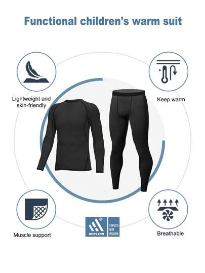 HOPLYNN طقم ضغط طويل الأكمام للأولاد، يشمل شورت وسروال ضيق، سريع الجفاف، مناسب لرياضات الربيع/الصيف، اللياقة البدنية، الجري