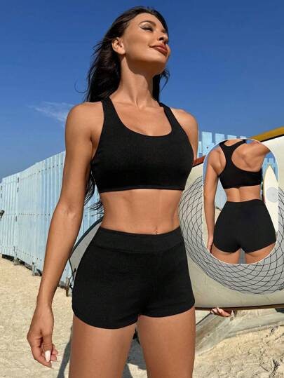 Swim SPRTY مجموعة ملابس السباحة ذات الألوان الصلبة للسيدات لمهرجان الموسيقى