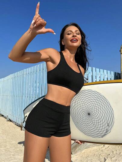 Swim SPRTY مجموعة ملابس السباحة ذات الألوان الصلبة للسيدات لمهرجان الموسيقى