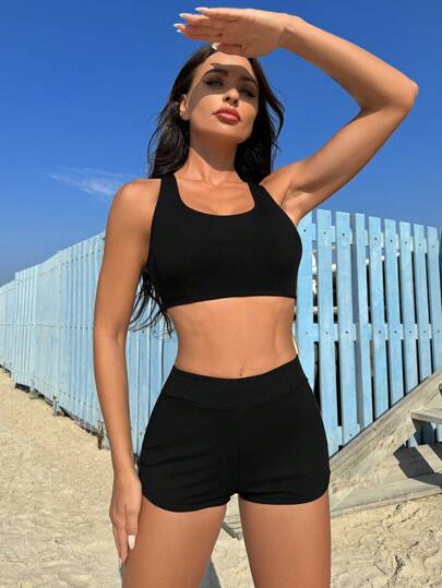 Swim SPRTY مجموعة ملابس السباحة ذات الألوان الصلبة للسيدات لمهرجان الموسيقى