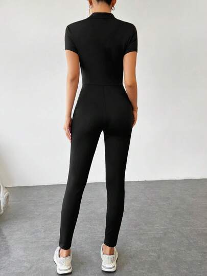 EZwear بذلة نسائية ذات سحاب أمامي بلون خالص من Unitard