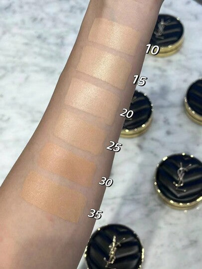 Yves Saint Laurent وسادة [ميني] CUSHION ENCRE DE PEAU LUMINOUS MATTE CUSHION FOUNDATION 20 كريم أساس خمسة جرام، أساس ذو تغطية عالية وثابت لفترة طويلة