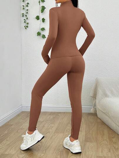 EZwear ملابس نسائية عصرية بلون سادة، صالحة للجسم 2قطعة/طقم