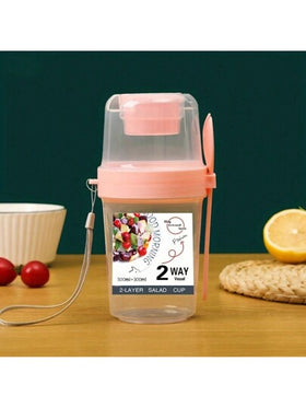 كوب سلطة الفطور، حاوية طعام الفطور، حاوية محمولة للفاكهة والخضروات والطعام الخفيف مع شوكة وغطاء، كوب زبادي للتنحيف، كوب ماء محمول للمدرسة والمكتب والمطبخ، هدية عيد الميلاد، لوازم المدرسة