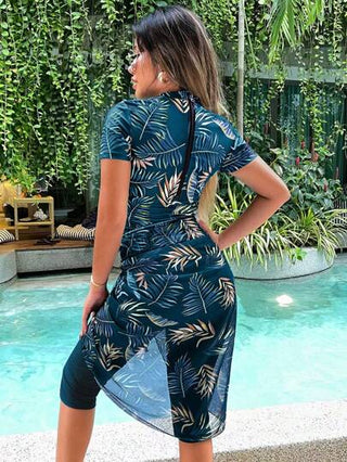 طقم تانكيني حريمي Swim SPRTY تانكيني بطبعة شاطئ صيفي مع تغطية