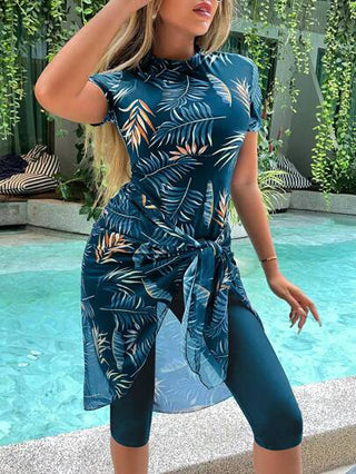طقم تانكيني حريمي Swim SPRTY تانكيني بطبعة شاطئ صيفي مع تغطية