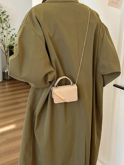 حقيبة كتف/يد صغيرة مربعة مع مقبض سلسلة للنساء