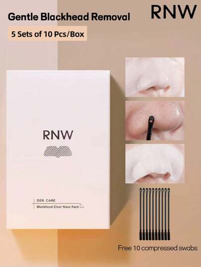 RNW 5 دورات علاجية، 10 قطعة شرائط الأنف، إزالة الرؤوس السوداء، مناسبة للبشرة الدهنية، تنظيف لطيف، يفتح المسام فوراً، 6 جرام * 5 قطع + 4 جرام * 5 قطع