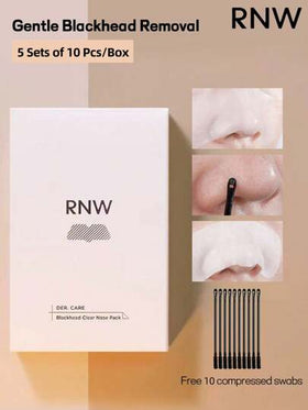 RNW 5 دورات علاجية، 10 قطعة شرائط الأنف، إزالة الرؤوس السوداء، مناسبة للبشرة الدهنية، تنظيف لطيف، يفتح المسام فوراً، 6 جرام * 5 قطع + 4 جرام * 5 قطع