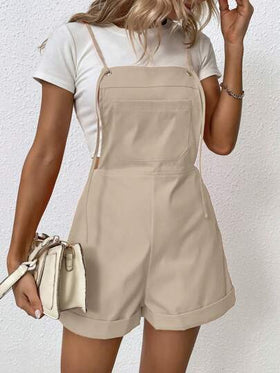 SHEIN LUNE رومبير افرول موحدة اللون حافة ملفوفة بدون تي شيرت