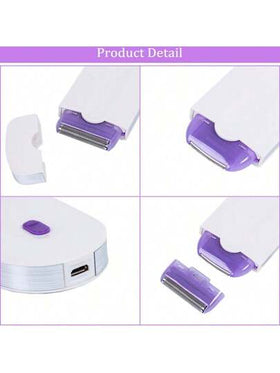 طقم إزالة الشعر بدون ألم للنساء قابل للشحن عبر USB للجسم والوجه والساقين ومنطقة البكيني واليدين