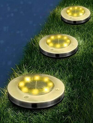 أضواء شمسية خارجية مقاومة للماء 12/8/4/1 قطعة، أضواء أرضية شمسية ب- 8 LED للحديقة، والطريق الخارجي، والديك، ومناظر طبيعية خارجية، ومسار الفناء ،باللون الدافئ.