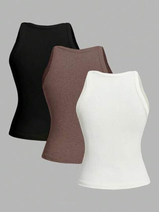 EZwear 3قطع خزانات قمصان بدون أكمام بسيطة ومتعددة الاستخدامات للنساء ، صيفي