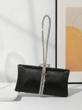 SHEIN BAE حقيبة دلو صغيرة خفيفة الوزن كاجوال مع تزيين الراين ستون، تصميم رباط سحاب شفاف، حقيبة مسائية بتصميم راقي متميز وفخم، مناسبة لحفلات البنات والنساء والعرائس، مثالية لحفلات والسنة الجديدة وحفلات الزفاف وحفلات الخريج