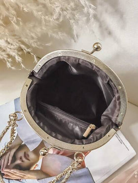 حقيبة كتف نسائية بتصميم زهري على شكل صدفة مع سلسلة موضة