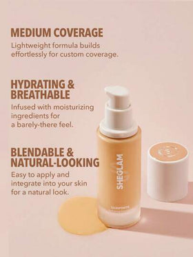 SHEGLAM كريم أساس مرطب من Skinfinite-عينة من كريم الأساس المرطب الخالي من العيوب-تغطية غير مرئية لإخفاء المسام-كريم أساس سائل خفيف الوزن طبيعي ناعم غير دهني--كريم أساس الشتاء علامة تجارية جمال مكياج ميكب مستحضرات تجميل للنساء الفتيات مثالي لفصل الشتاء الر