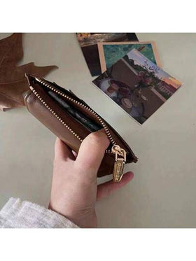 محفظة جلدية عصرية عالية الجودة، تصميم أحادي اللون، بها فتحات متعددة الوظائف لحمل البطاقات، محفظة أعمال، محفظة بطاقات الائتمان، محفظة نسائية صغيرة، محفظة مصغرة، متوفرة في المخزون