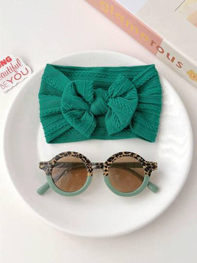 مجموعة اكسسوارات جديدة وجميلة تشمل شريط رأس بفيونكة وإطارات نظارات دائرية للأطفال الصبية والبنات، عرض بطاقة فقط، الشحن غير مشمول