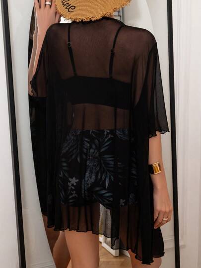 SHEIN Swim مجموعة ملابس سباحة نسائية مطبوعة بنباتات استوائية