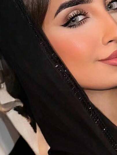 1 قطعة أنيق من الشيفون الناعم مزين بالخرز والكريستال، مناسب للارتداء اليومي كعصابة رأس ناعمة للحجاب والعباءة