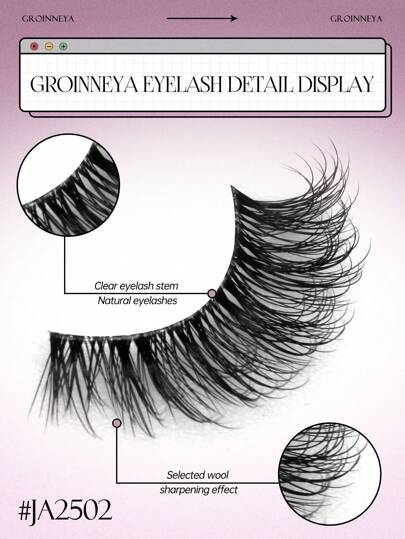 GROINNEYA مكياج طبيعي برموش اصطناعية غير مكتملة 10 أزواج مع شريط شفاف، رموش قط العين، رموش مزيفة ناعمة قصيرة بملمس الفرو الاصطناعي الثلاثي الأبعاد الناعم (ja2502) رموش رموش اصطناعي