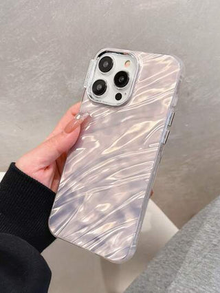 غطاء هاتف متوافق مع iPhone بنمط موجي مطلي كجلد التفاح