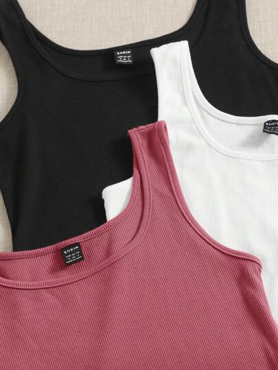 EZwear ملابس علوية بدون أكمام و عنق مربع وحيد اللون للنساء متوفر بثلاثة ألوان مختلفة