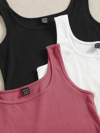 EZwear ملابس علوية بدون أكمام و عنق مربع وحيد اللون للنساء متوفر بثلاثة ألوان مختلفة