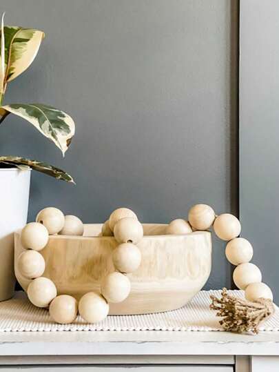 إكليل من الشرابات والخرز الخشبي قطعة واحدة، إكسسوار مجوهرات DIY يدوية الصنع، سلسلة خرز خشبي طبيعي، ديكور معلق بأسلوب المزرعة، ديكور منزلي، قلادة يدوية، هدية مثالية