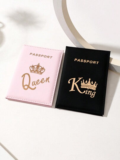شنطه سفر اغراض سفر لوازم السفر اغراض السفر اشياء للسفرمجموعة حامل جواز سفر وردي ورمادي 2 قطعة، غطاء جواز سفر من جلد البولي يوريثان محمول وعصري مناسب للرجال والنساء للسفر والأعمال الخارجية