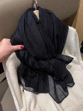 قطعة واحدة وشاح دانتيل بلون واحد للنساء، للارتداء اليومي