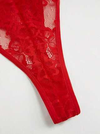 لانجيري حريمي Classic Sexy بيكيني مخرم بطراز الأزهار مع فتحات، ملابس داخلية بحزام متقاطع للجسم بقطعة واحدة، ملابس داخلية