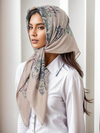 وشاح رأس للنساء مقاس 90*90 سم بطبعة الكاجو، وشاح عنق للاستخدام الخارجي
