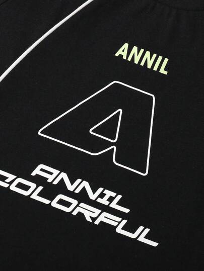 Annil طفل يرتدي فتى فتى كبير مستديرة عنق قصير كم عرضيّ يحوك قميص t فصل صيف