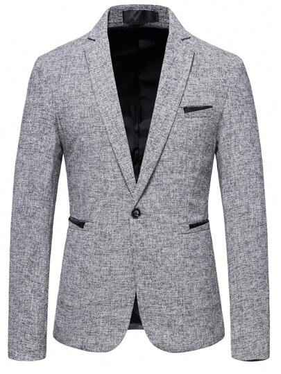 Manfinity Bizformal للرجال جاكيت بطباعة أشكال الفضاء جيب صف ازرار احادية