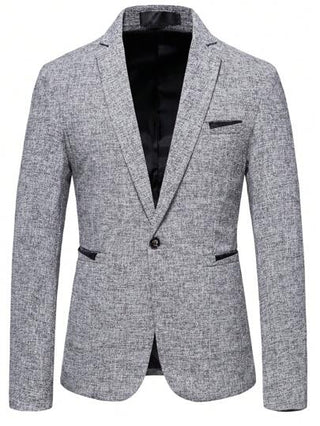 Manfinity Bizformal للرجال جاكيت بطباعة أشكال الفضاء جيب صف ازرار احادية