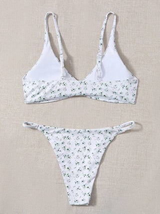 Swim Mod مجموعة بكيني دائرية مقطعة بطباعة زهرية شاطئية صيفية