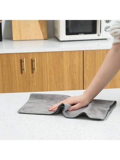 HYER KITCHEN طقم قطع تنظيف رمادية، فائقة الليونة، سريعة الجفاف والامتصاص، للاستخدام في المطبخ والحمام والمنزل ولوازم المنزل