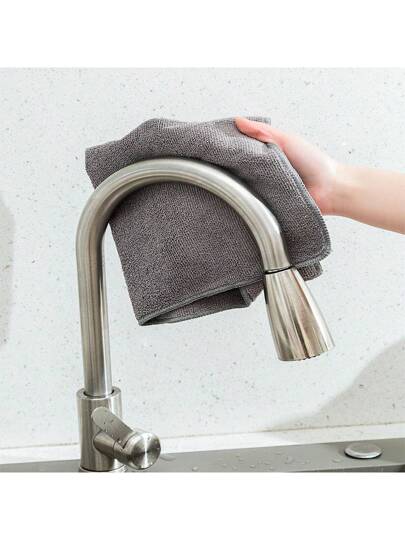 HYER KITCHEN طقم قطع تنظيف رمادية، فائقة الليونة، سريعة الجفاف والامتصاص، للاستخدام في المطبخ والحمام والمنزل ولوازم المنزل