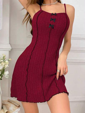 SHEIN رداء نوم منزلي مزين بفيونكة للنساء