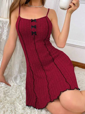 SHEIN رداء نوم منزلي مزين بفيونكة للنساء