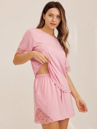 LUVLETTE مجموعة بيجامة قصيرة وردية من TENCEL™ Modal فائقة اللين للنساء، مجموعات ملابس منزلية للنساء، ملابس داخلية للعروس، مجموعة سراويل داخلية