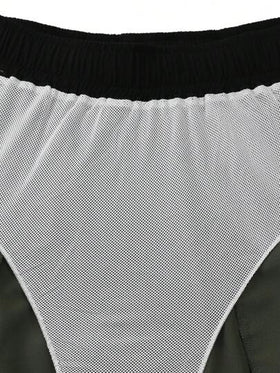 Manfinity KASUA شورت شاطئي للرجال بحشو الألوان وسحاب الخصر، طابع هاواي