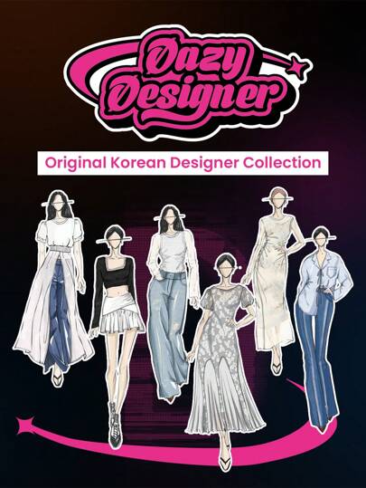 Dazy Designer تنورة قصيرة مطوية مرنة للخصر صلبة، صيفية