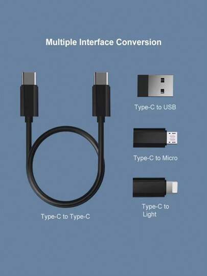 مجموعة محول USB متعدد الكبلات الشاحنة، حامل هاتف، علبة تخزين للهواتف - متوافق مع IOS، أندرويد، نوع C، متوافق مع الهاتف الايفون، أندرويد، كاميرا، MP3 محول كوني