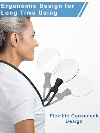 أدوات مكتبية ومدرسية عدسة كبيرة بقطر 5.12 إنش مع عدسة مكبرة بمقدار 5 مرات، عدسة مكبرة لليد للقراءة بدون استخدام اليدين، منظار قابل للتعديل مع حامل وحامل بينيات للرؤية المنخفضة لكبار السن عند الخياطة، الصناعة، النقش، الفحص، الإصلاح